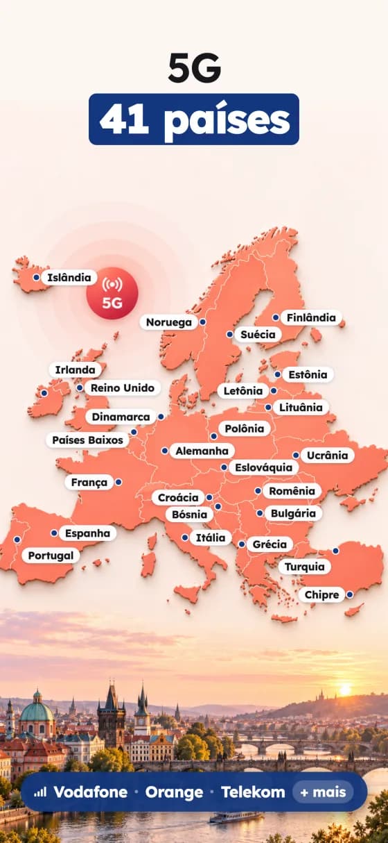 Capturas de ecrã da aplicação Europe eSIM