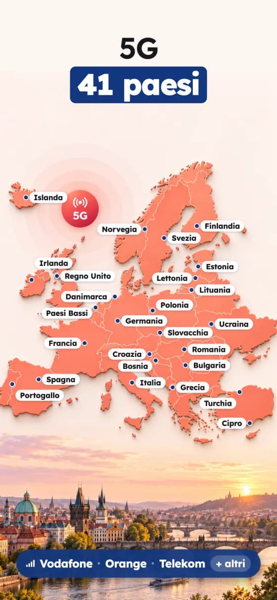 Screenshot dell'app Europa eSIM