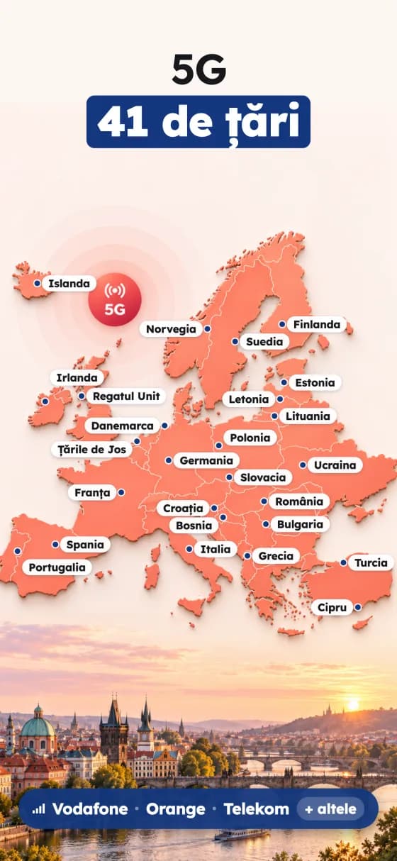 Capturi de ecran din aplicația Europa eSIM